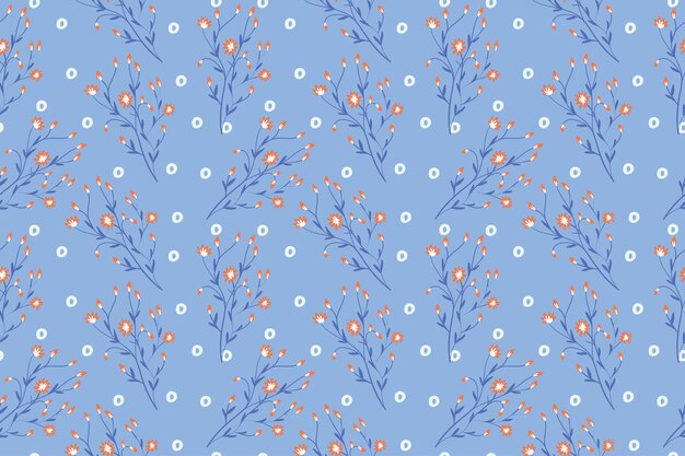 Hojas de plantas de flores rojas verdes Diseño de patrón de tarjeta Papel tapiz de impresión Patrón de fondo Vector