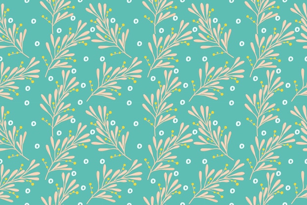 Hojas de plantas de flores rojas verdes Diseño de patrón de tarjeta Papel tapiz de impresión Patrón de fondo Vector