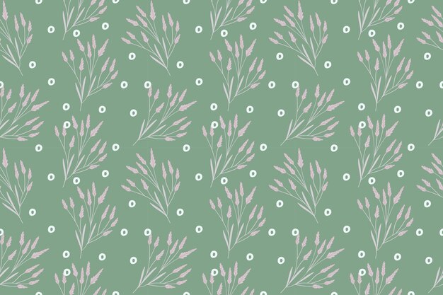 Hojas de plantas de flores rojas verdes Diseño de patrón de tarjeta Papel tapiz de impresión Patrón de fondo Vector