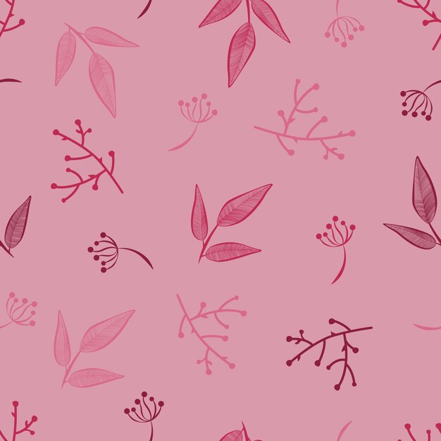 Hojas y ramas repiten el patrón. Diseño de motivos florales. Azulejo botánico.