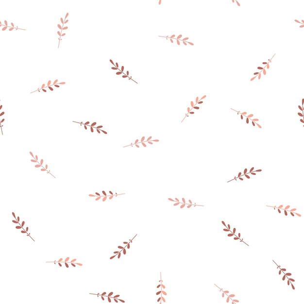 Hojas ramitas ramitas follaje tallo rama de patrones sin fisuras. Fondo botánico. dibujo plano. Diseño de moda.