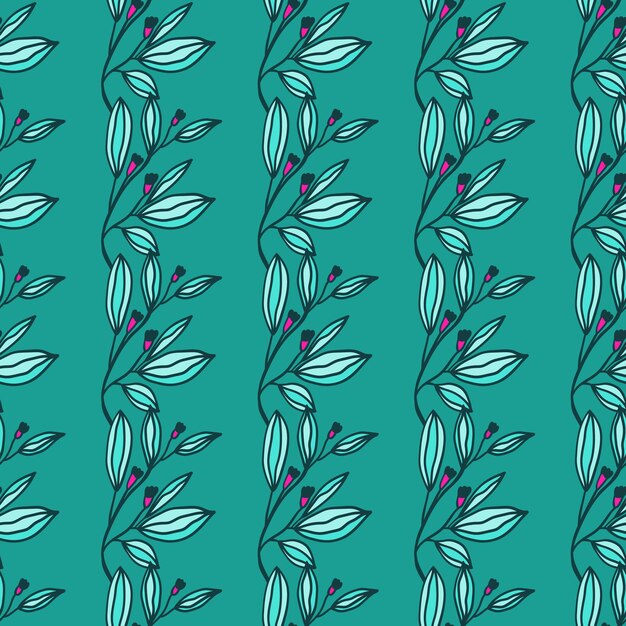 Hojas románticas y patrón sin costuras de flores Papel tapiz floral de estilo vintage Fondo sin fin de plantas lindas