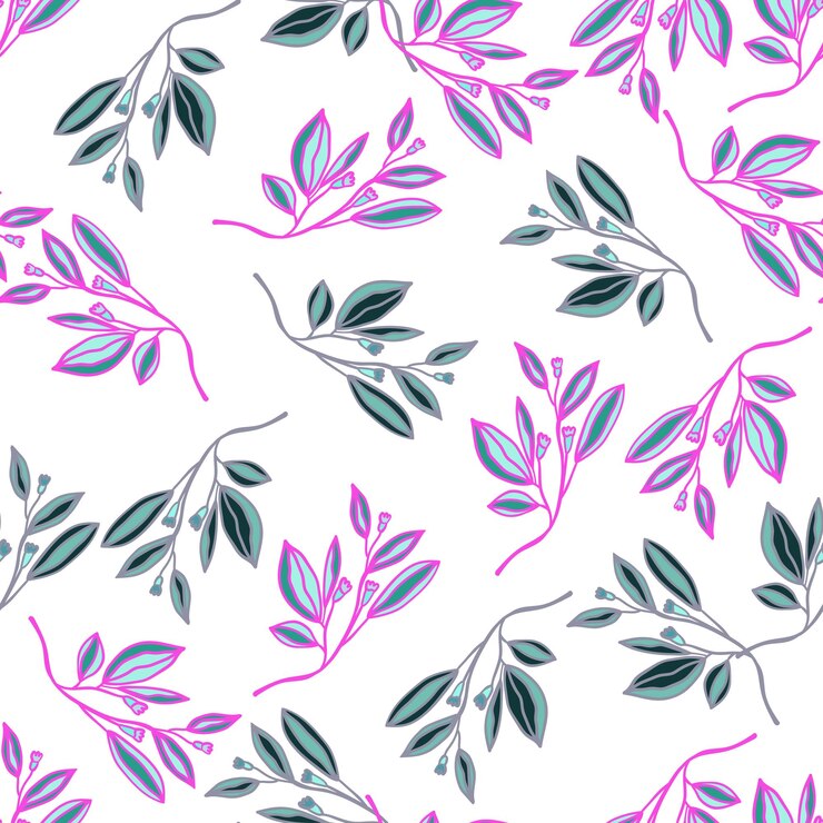 Vector hojas románticas y patrón sin costuras de flores papel tapiz floral de estilo vintage fondo sin fin de plantas lindas
