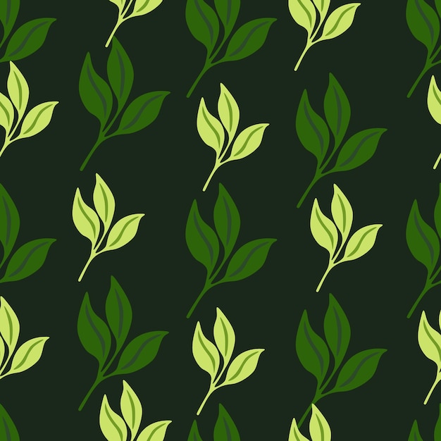 Hojas simples Patrón sin costuras Hoja de bosque decorativa Fondo de pantalla sin fin Fondo orgánico