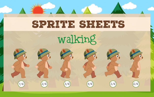 Hojas de Sprite caminando plantilla de juego