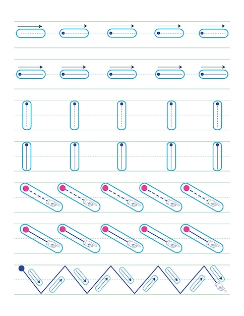 Vector hojas de trabajo de control de pluma para niños pequeños