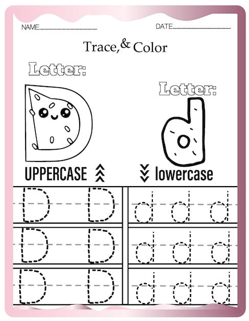 Hojas de trabajo de letras de seguimiento de jardín de infantes, seguimiento y coloración del alfabeto lindo.