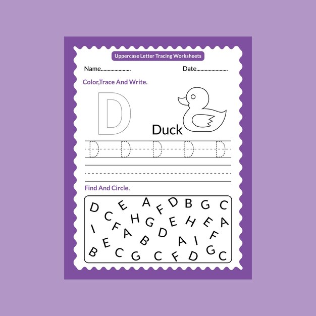 Hojas de trabajo de rastreo de letras mayúsculas para niños y preescolares