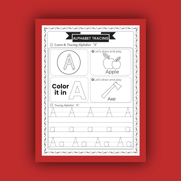Hojas de trabajo de rastreo de letras o alfabeto para niños
