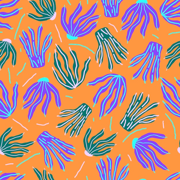 Hojas tropicales dibujadas a mano de patrones sin fisuras Diseño de moda botánico