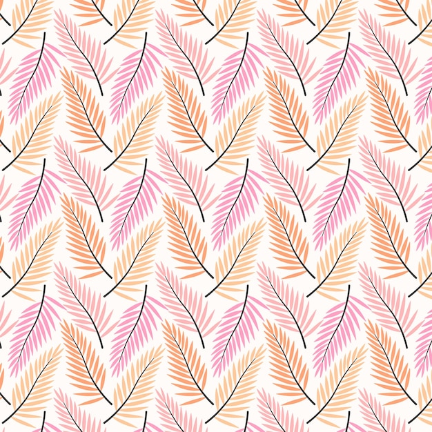Hojas tropicales patrón sin costuras Hojas abstractas de la selva repiten en blanco Fondo vectorial de verano en colores pastel para impresión tarjeta de tela de decoración