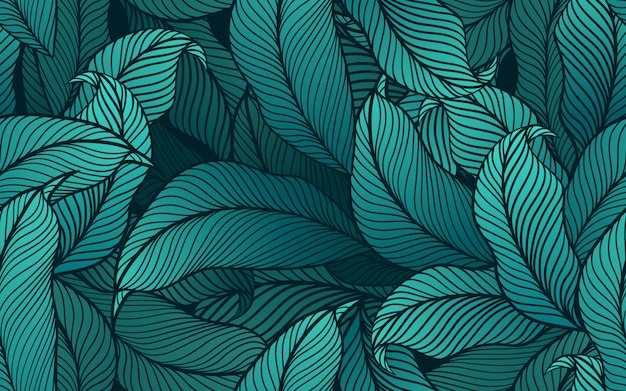 Hojas tropicales con patrón sin costuras