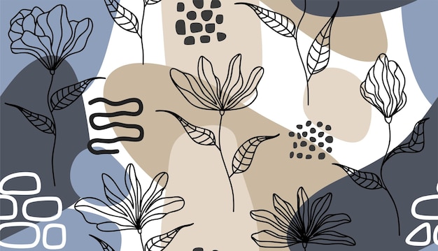 Hojas tropicales y patrones sin fisuras de flores