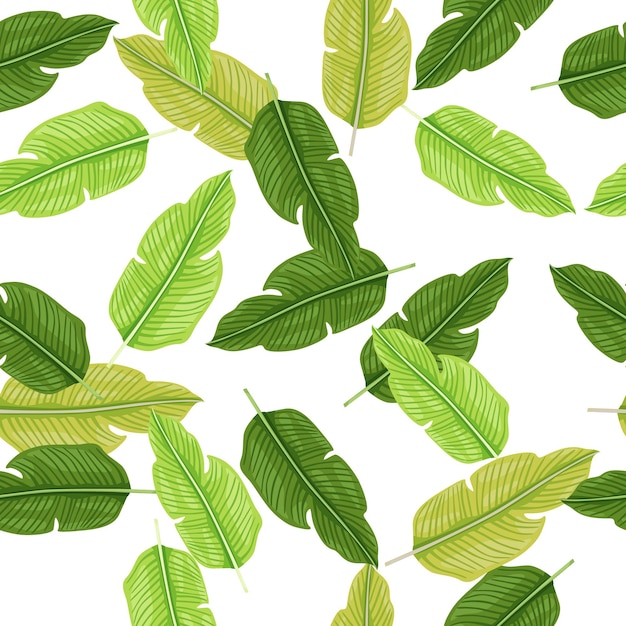 Hojas tropicales de patrones sin fisuras Fondo de hojas exóticas Plantas de la selva Fondo de pantalla sin fin Fondo floral hawaiano de la selva tropical