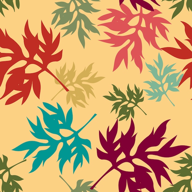 hojas tropicales verdes diseño gráfico sin costuras con palmas de colores