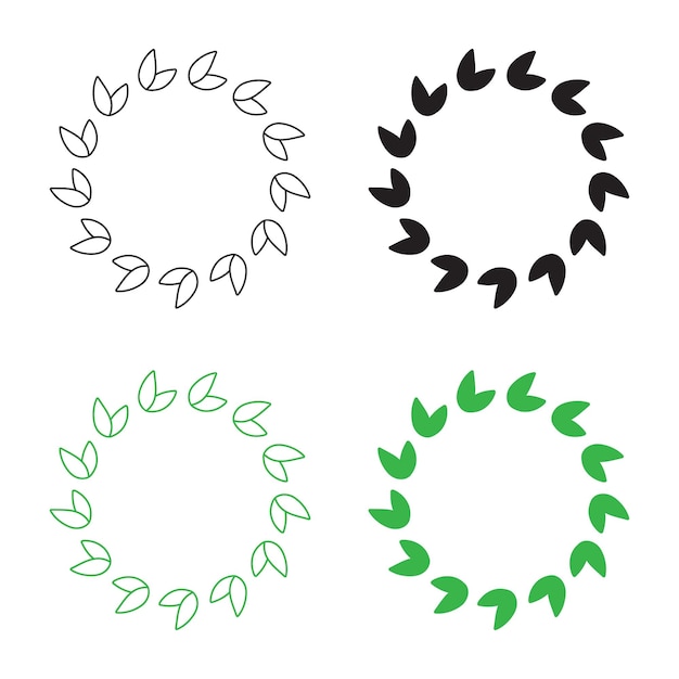 hojas vectoriales con contorno y plano en círculo