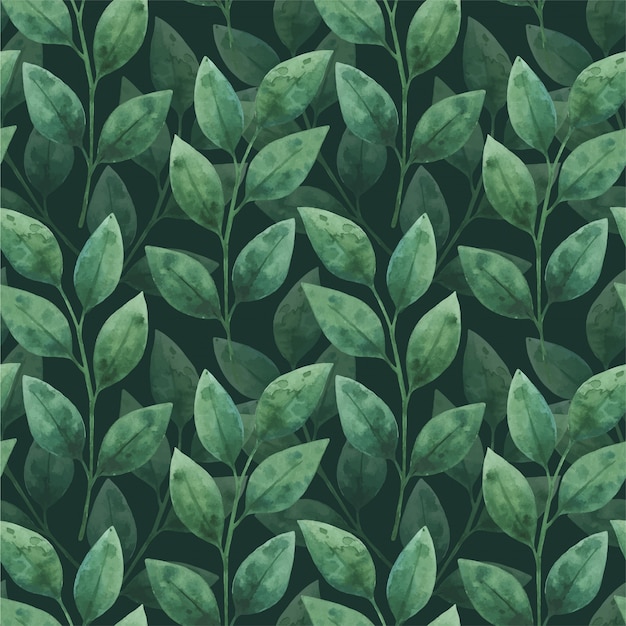 Vector hojas verdes. acuarela de patrones sin fisuras con elementos florales.