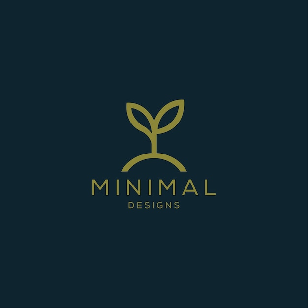 Hojas verdes ambientales creativas en el concepto de logotipo artístico de la línea de vida de hierbas