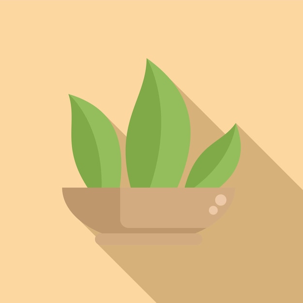 Hojas verdes creciendo de un cuenco en estilo de diseño plano