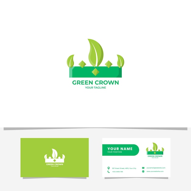 Hojas verdes en el diseño del logo de la corona.