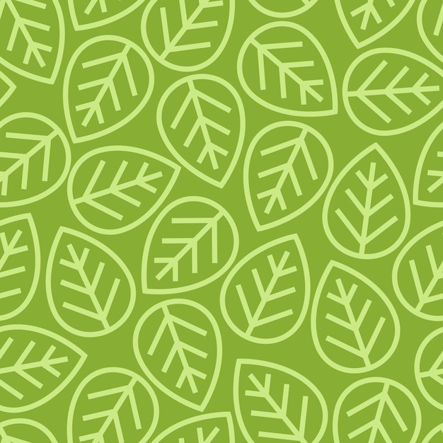 Hojas verdes estilo de línea de patrón sin costuras para la decoración su identidad unidad verde, tienda orgánica, empresa de naturaleza, agricultura, empresa de ecología, tienda de productos naturales, jardín, bosque. Ilustración vectorial