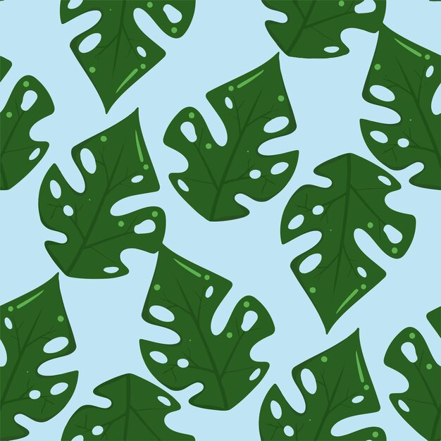 hojas verdes monstera patrón sin costuras arte de ilustración