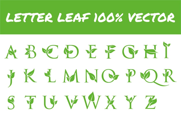 hojas verdes con textura fuente natural letras de jardín realistas conjunto de plantillas de diseño de logotipo de negocios