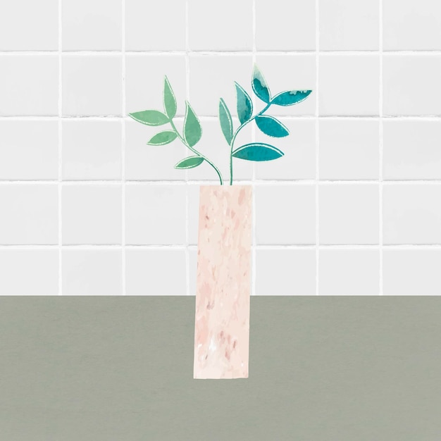 Hojas verdes en un vector de florero