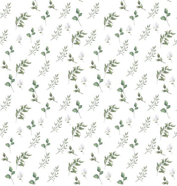 Hojas verdes vectoriales y patrón floral resplandeciente