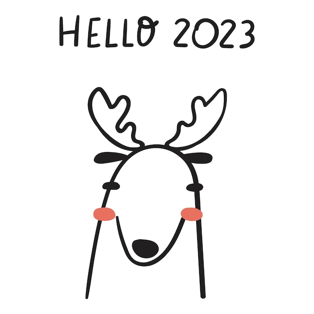 Hola 2023. reno. icono de vector de contorno.