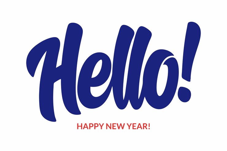 Vector hola 2025, saludos audaces de año nuevo en tipografía minimalista