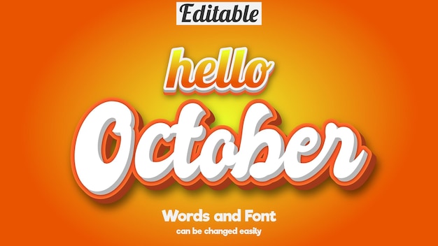Hola 3 de octubre efecto de texto editable para el estandarte
