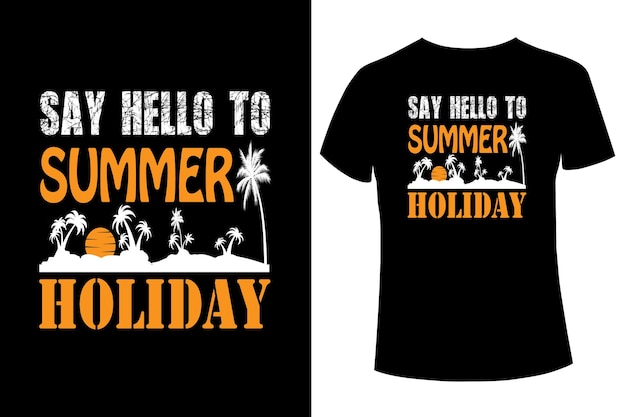 hola al diseño de camiseta de vacaciones de verano