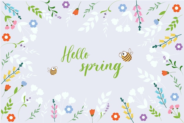 Hola bandera de primavera Textura de moda Feliz día de primavera Estilo de moda Vector de flores