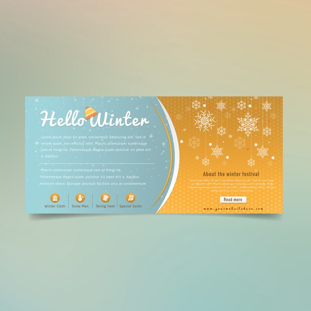 Vector hola banner de negocios de invierno