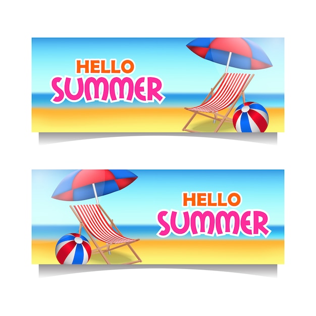 Hola banner de playa verano