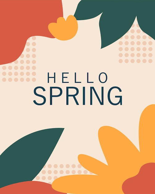 Hola banner de primavera con adorno de flores de color pastel