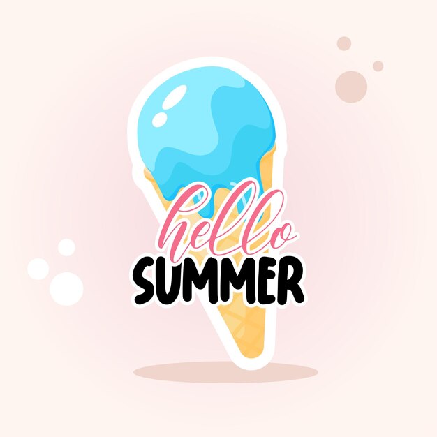 Vector hola banner de verano con helado.