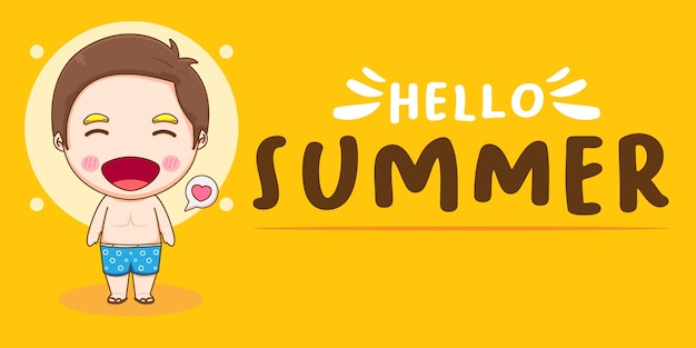 Hola banner de verano con niño