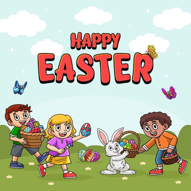 Hola, el cartel de la caza de huevos de Pascua.