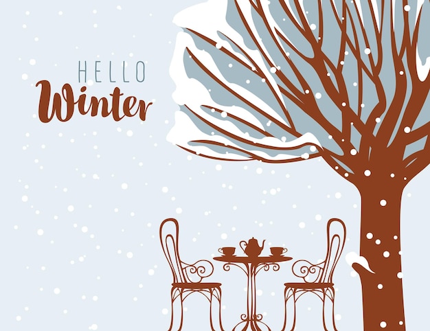 Hola cartel de invierno
