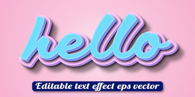 Hola color azul editable efecto de texto 3D vector eps