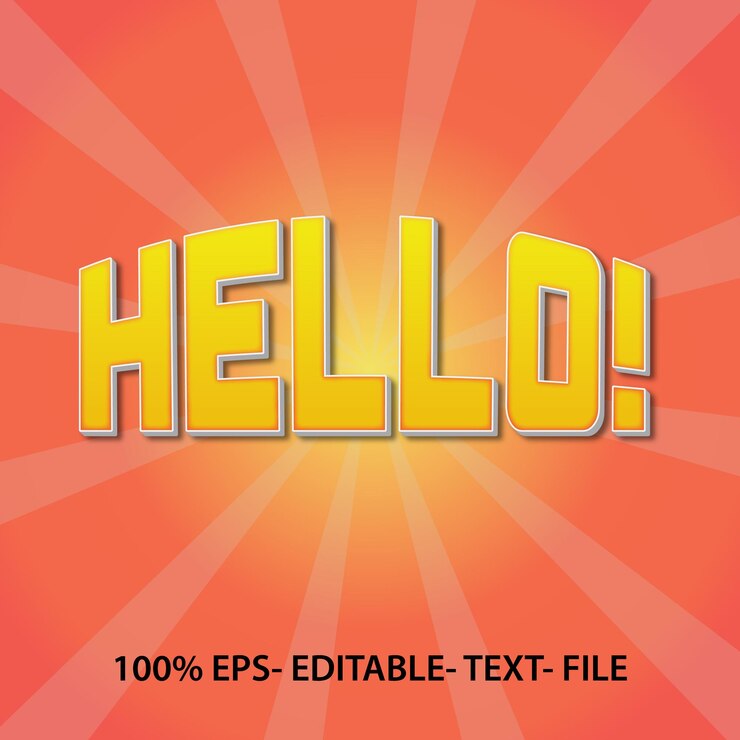 Hola colorido efecto de texto de estilo editable
