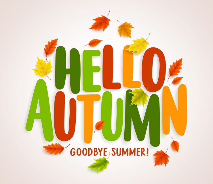 Vector hola diseño de banner vectorial de otoño con elementos coloridos de hojas de arce y saludos de texto para el otoño
