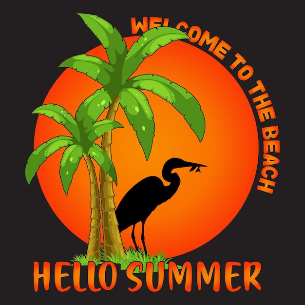 Hola diseño de camiseta de verano