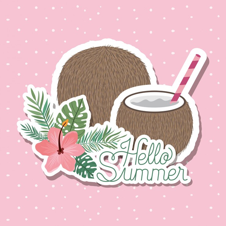 Vector hola diseño de pegatinas de verano y vacaciones.