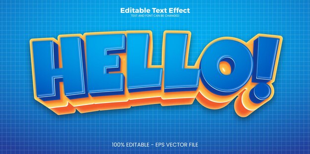 Hola efecto de texto editable en estilo de tendencia moderna