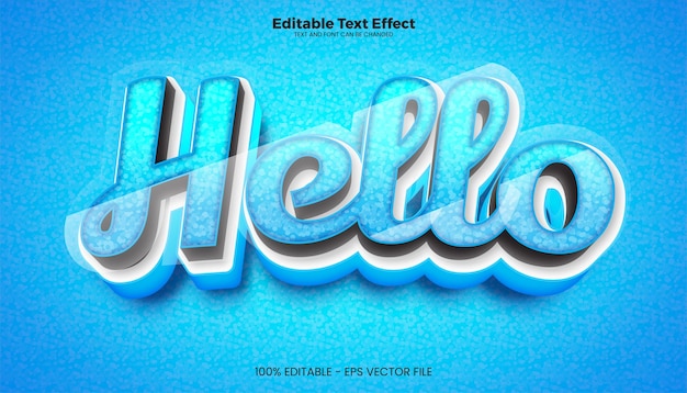 Vector hola efecto de texto editable en estilo de tendencia moderna