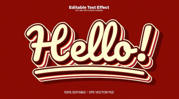 Hola efecto de texto editable en estilo de tendencia moderna