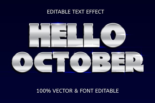 Hola efecto de texto editable de lujo estilo octubre